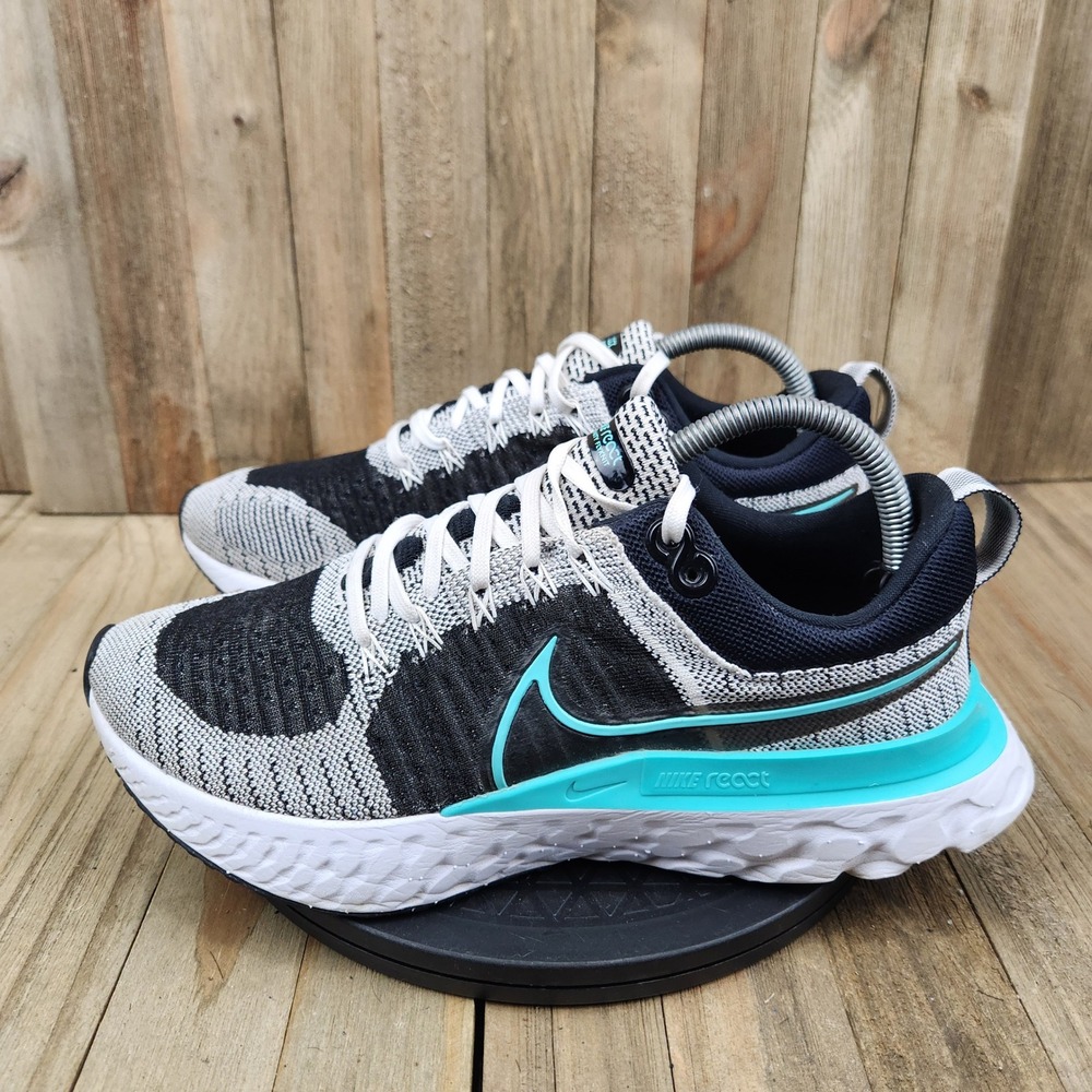 Nike React Infinity Run Flyknit 2 Womens 10 Black Teal Running Shoes CT2423-103